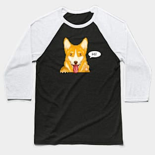 Cute Corgi Dog Waving Hand Baseball T-Shirt